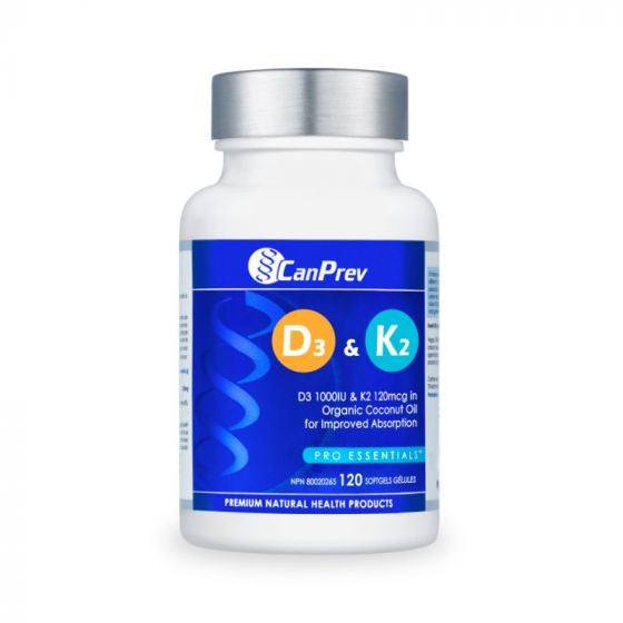 CanPrev D3 & K2 + Organic Coconut Oil 120 Softgels